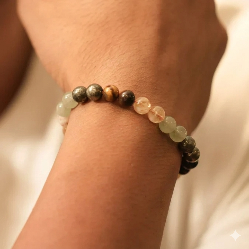 Money Magnet Fusion Band - Pyrite, Tiger Eye, Citrine & Aventurine Beads